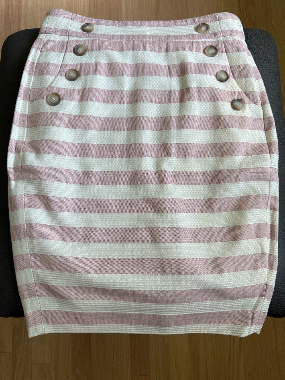 NWOT Loft Pink White Stripe Lined Pencil Skirt Pockets - 00
